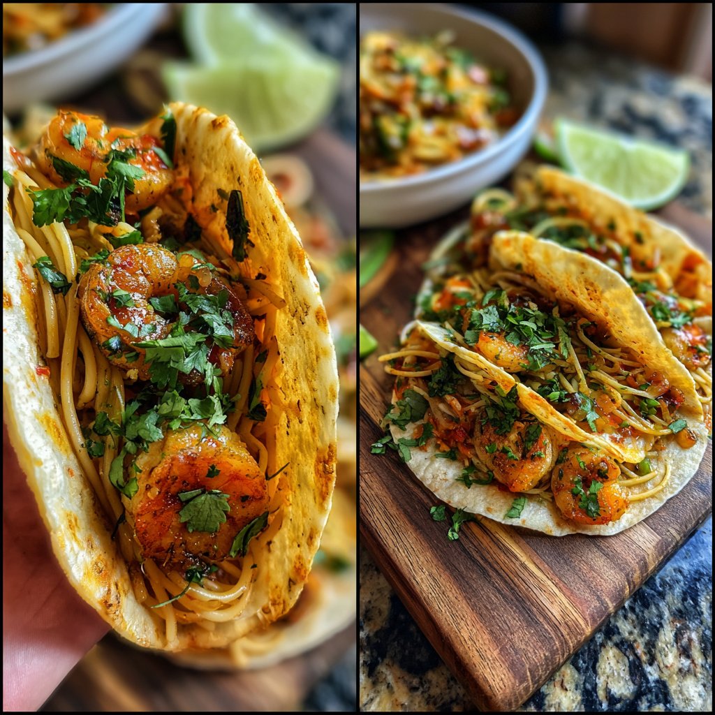 Spicy Shrimp Tacos with Pasta